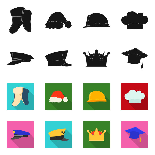 设计帽子和帽子图标套图片下载