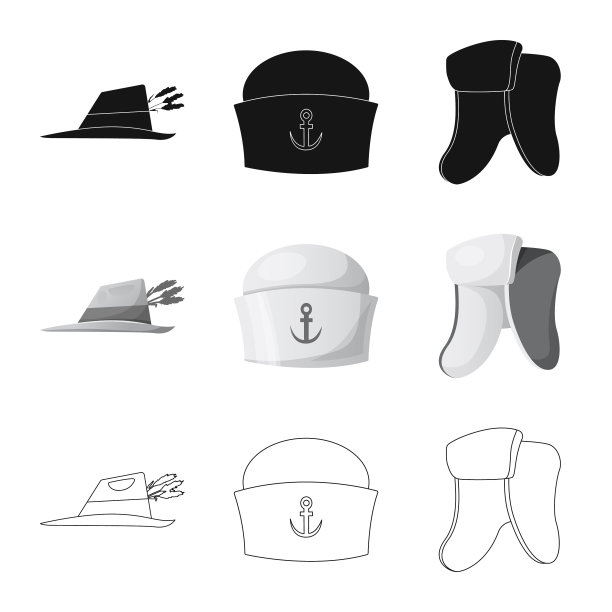 孤立对象的帽子和帽子标志套图片下载