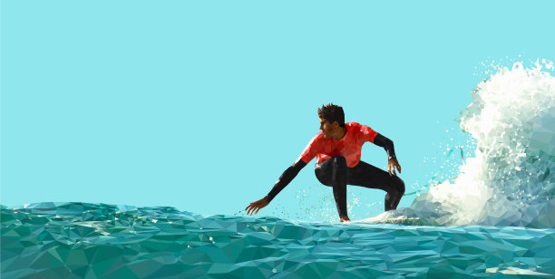 一个在蓝色背景上冲浪的家伙图片下载