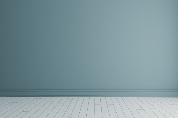 空房间刷墙和白色木地板逼真的3D渲染图片下载