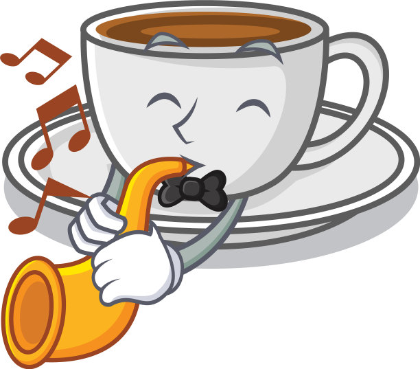 具有喇叭咖啡人物卡通风格图片下载