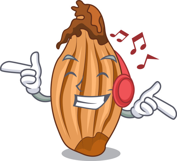 听音乐成熟的青葱孤立吉祥物图片下载