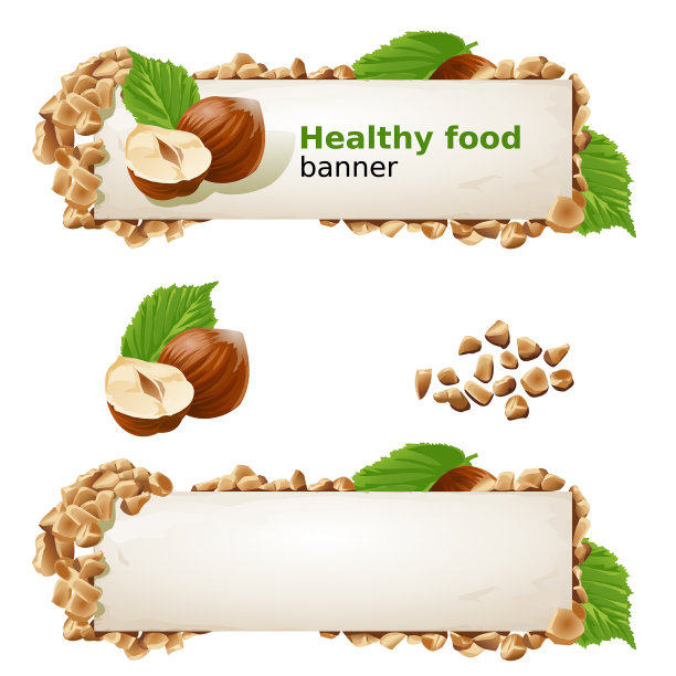 摆放用榛子和花生做成的横幅图片下载