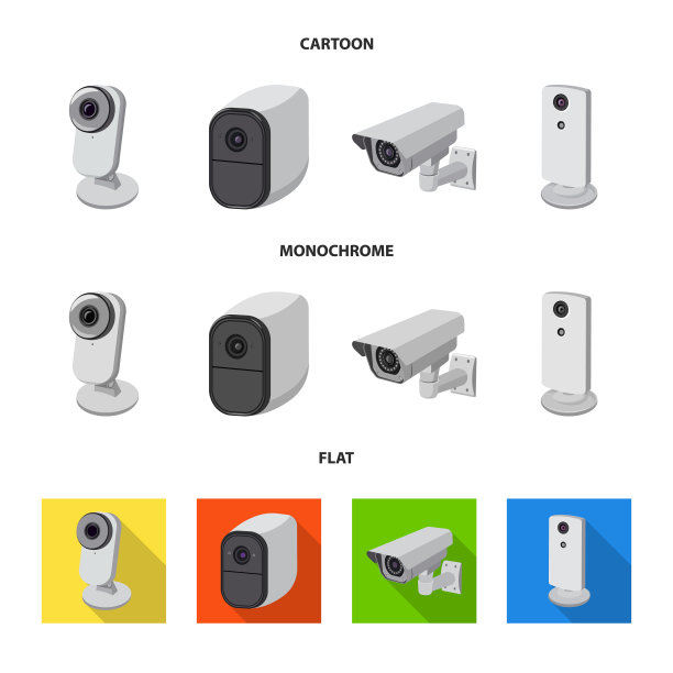 孤立对象的闭路电视和摄像机标志集图片下载