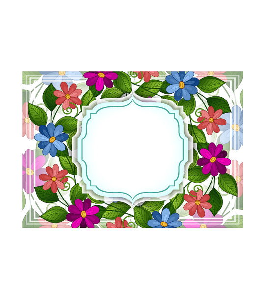 彩色花卉模板与地方的文本图片下载