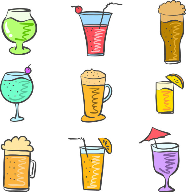 饮料风格涂鸦各种收藏图片下载