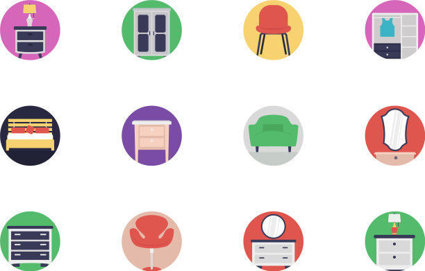 家具平面图标套装图片下载