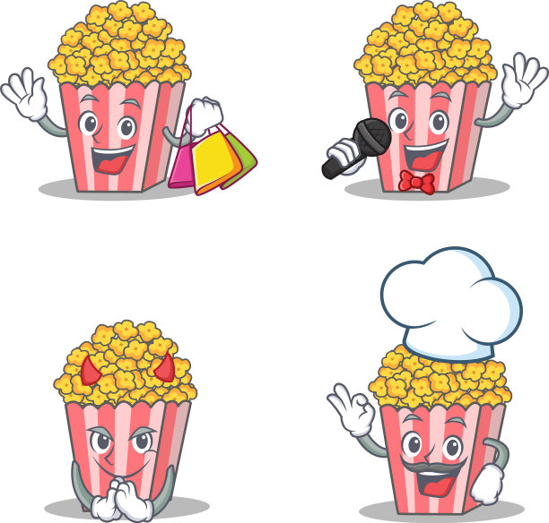 一套爆米花人物与购物卡拉ok图片下载