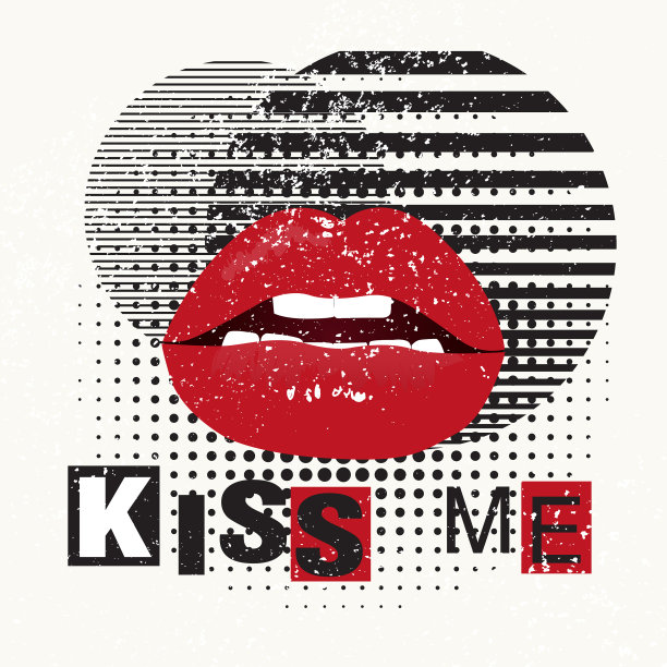 装饰排版海报吻我的红唇上图片下载