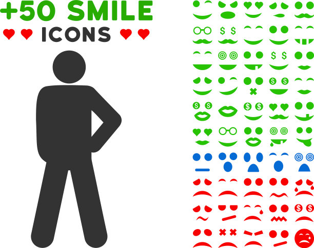 大胆姿态图标与奖金微笑clipart图片下载