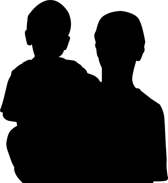 孩子手中黑黑的剪影图片下载