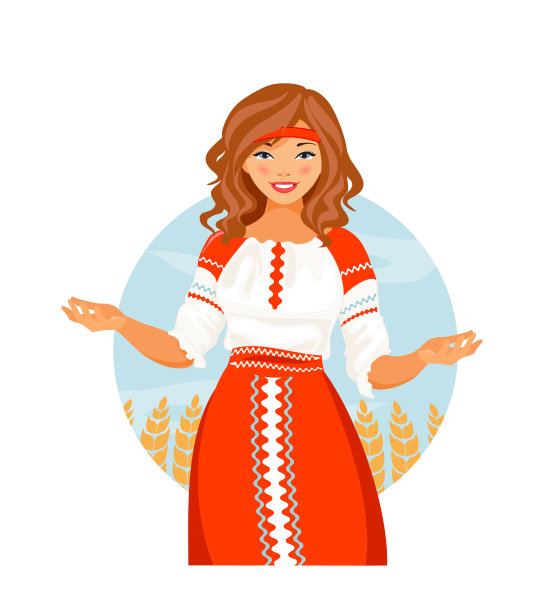 俄罗斯服装的女孩图片下载