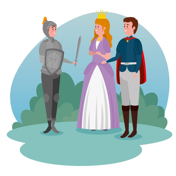 女孩公主和男孩王子与先生和剑图片下载