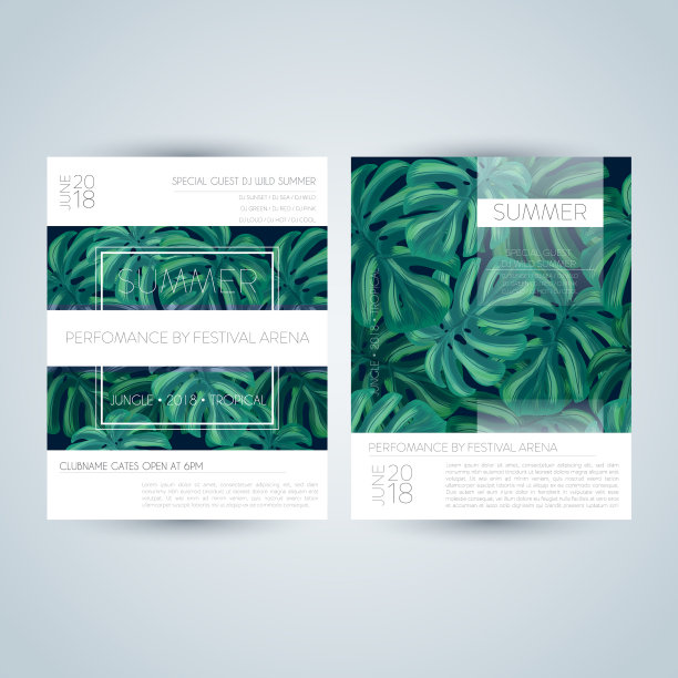 一套明亮和时尚的夏季海报图片下载