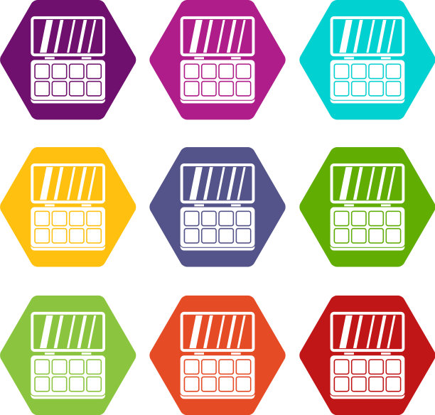 化妆调色板图标设置颜色六面体图片下载