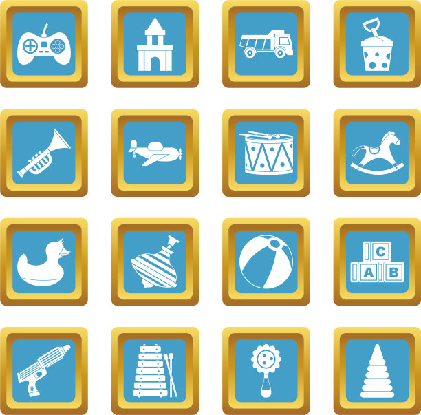 不同的孩子玩具图标蔚蓝图片下载