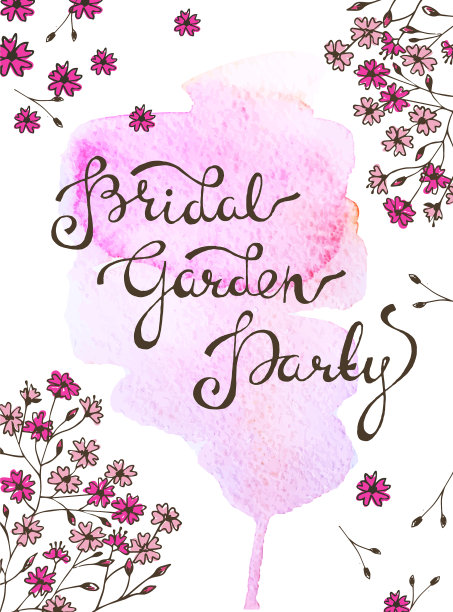 复古的邀请卡与水彩元素图片下载