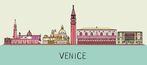 威尼斯的城市景观有著名的地标素材图片