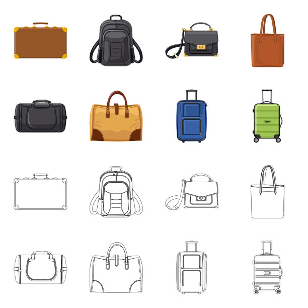 设计的手提箱和行李标志集图片下载