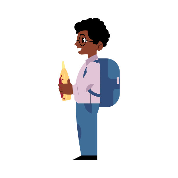 一个背着背包的男生微笑着站在那里图片下载