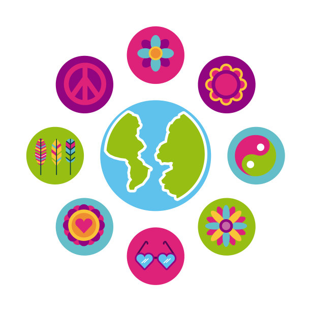 图标设置嬉皮风景卡通世界地图图片下载