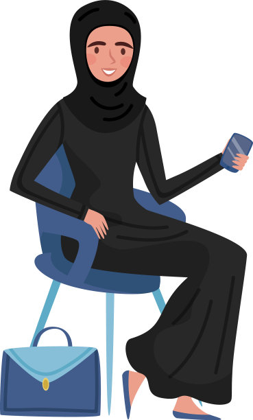 穆斯林女商人坐在椅子上图片下载