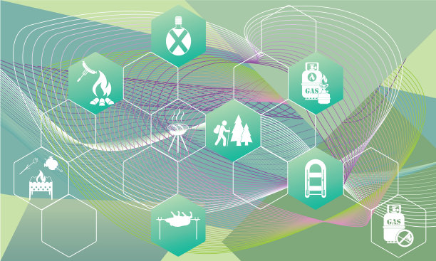 带有旅行和露营装备的海报图片下载