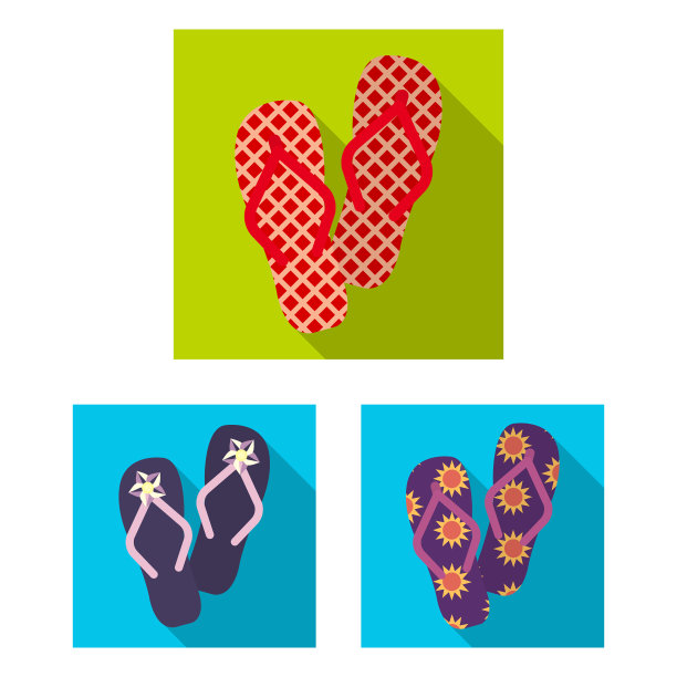 人字拖平面图标集设计图片下载