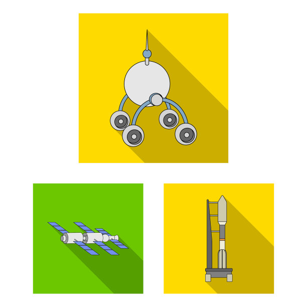 空间技术平面图标集合为图片下载