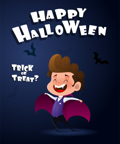 万圣节快乐的孩子穿着吸血鬼图片下载