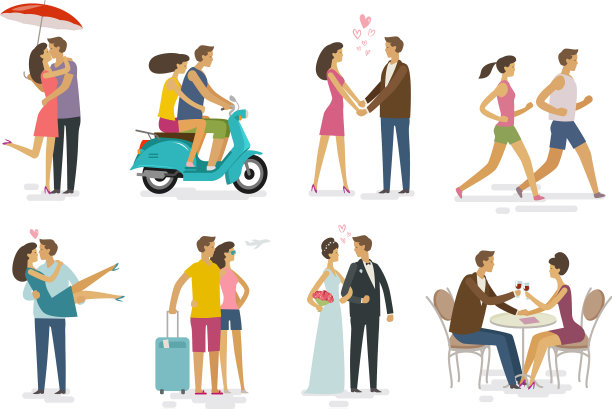 爱的夫妇一套图标家庭爱的概念图片下载