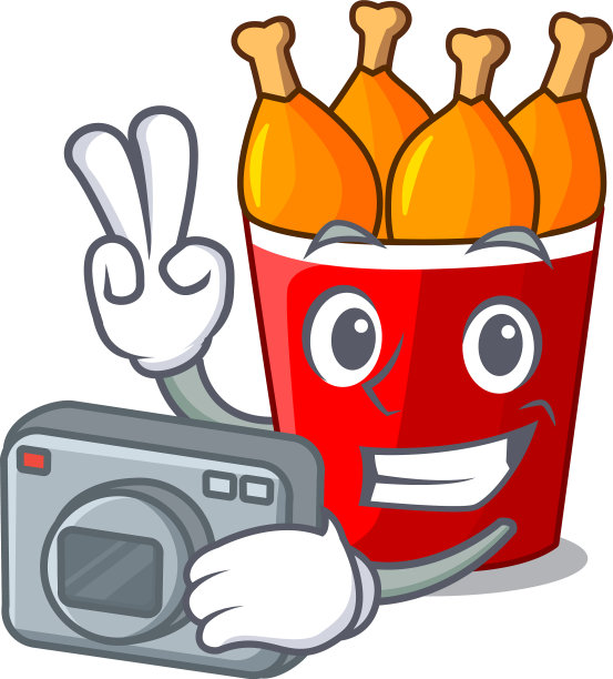 摄影师在大卡通桶里炸鸡图片下载