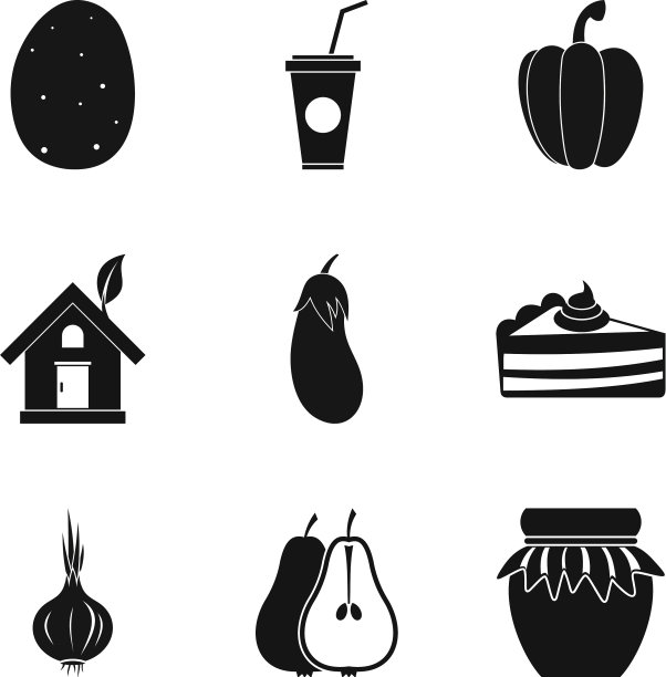 素食甜点图标设置简单的风格图片下载