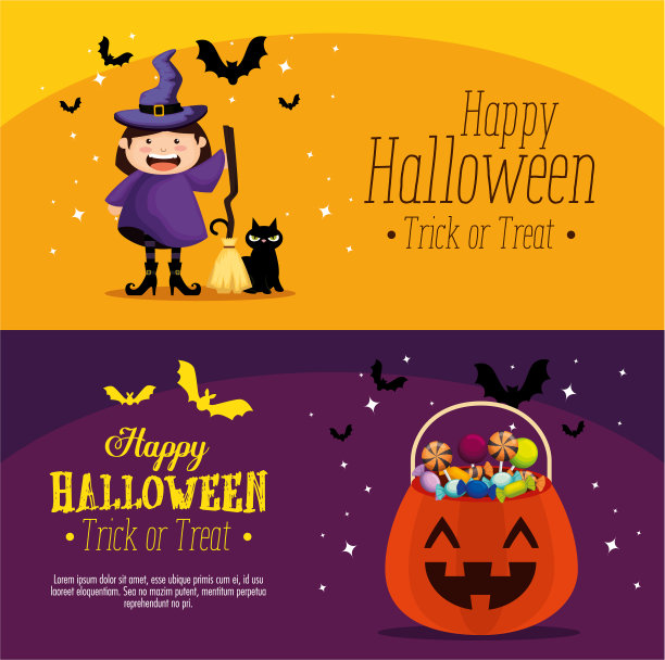 万圣节快乐套装卡片图片下载