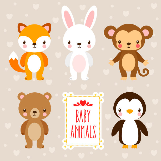 设置可爱的动物卡通风格图片下载