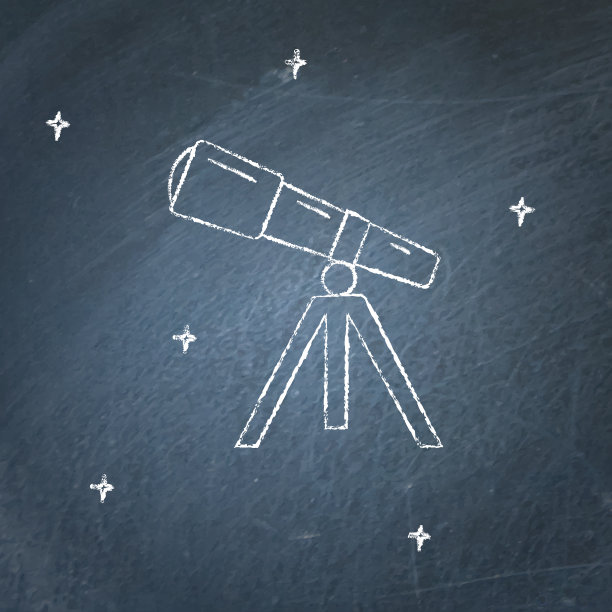 望远镜图标在黑板上图片下载