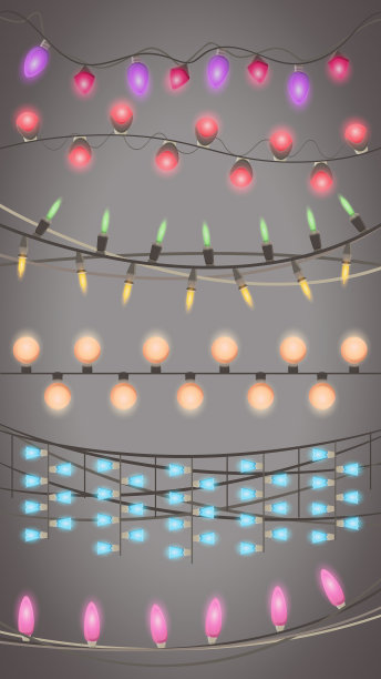 圣诞灯花环孤立设计圣诞图片下载