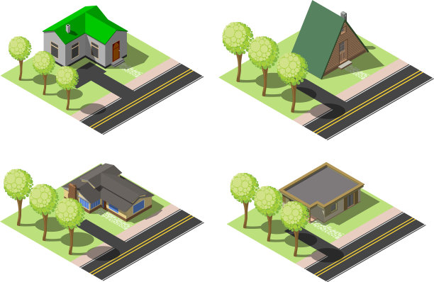 一套简单的等距房屋图片下载