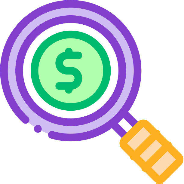 美元标志在放大镜中心的图标图片下载