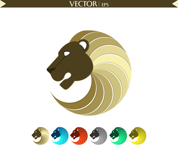 抽象狮子标志黄金版图片下载