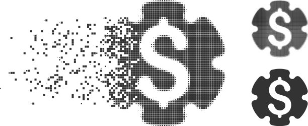 分散像素半色调金融设置齿轮图片下载