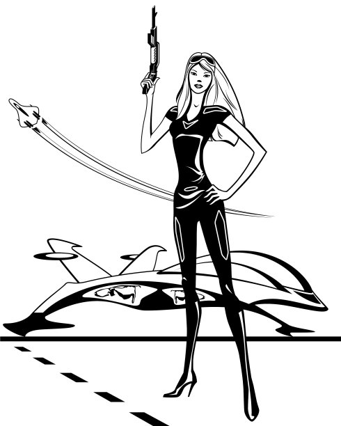 带着飞船和步枪的网络女人图片下载