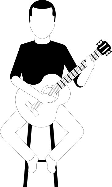 孤立的男性角色在弹吉他图片下载