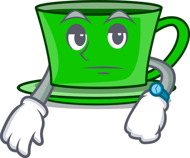 等待绿茶吉祥物卡通图片下载