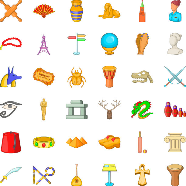 木乃伊图标设置卡通风格图片下载