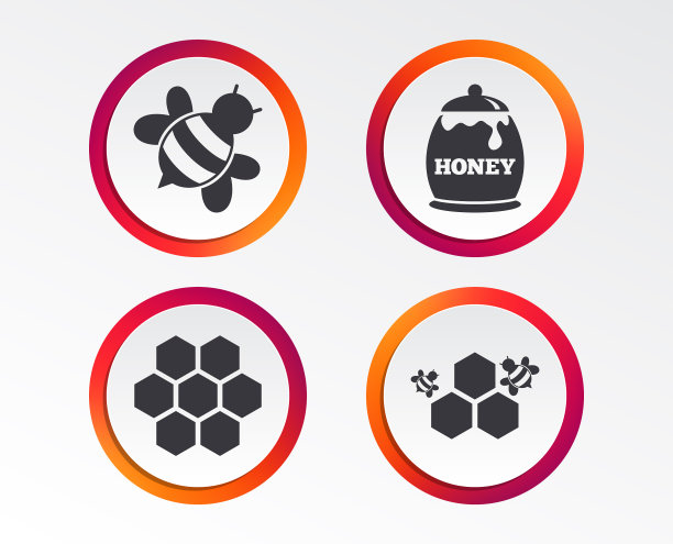 蜂蜜图标蜂窝与蜜蜂的象征图片下载