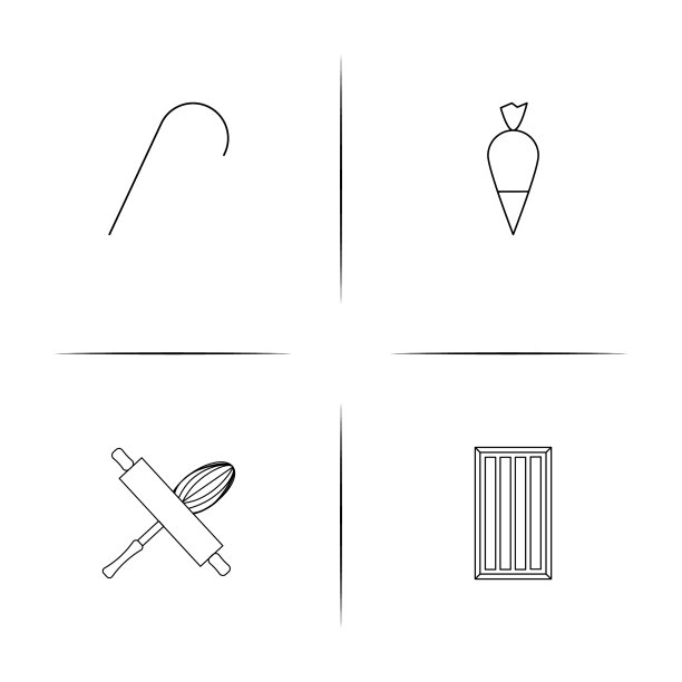 食物和饮料线性简单图标设置轮廓图标图片下载