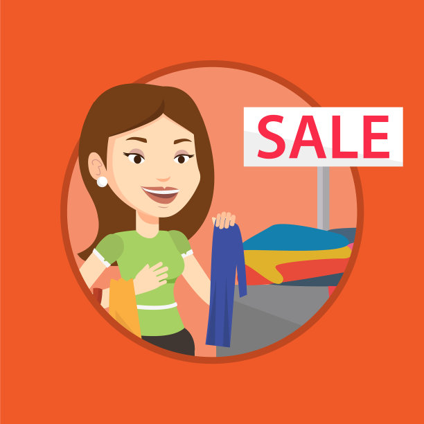 年轻女子在商店挑选特价衣服图片下载