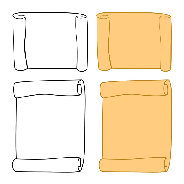 纸滚动剪贴画轮廓设置为隔离素材图片