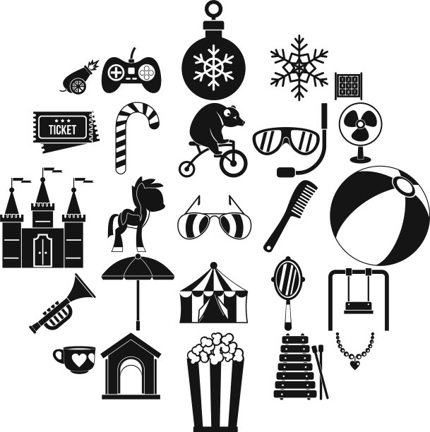 快乐的童年图标设置简单的风格图片下载